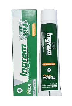 1Pcs Ingram New Extra Cool Lather Shave Cream Shaving Tube 60 g Glycerin Coconut Oil For A 1 Pack = 2.6 oz/gm, White