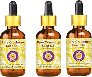 Deve Herbes Pure Cranberry Seed Oil (Vaccinium macrocarpon) with Glass Dropper 100% Natural Therapeutic Grade Cold Pressed (Pack of Three)100ml X 3 (10 oz)