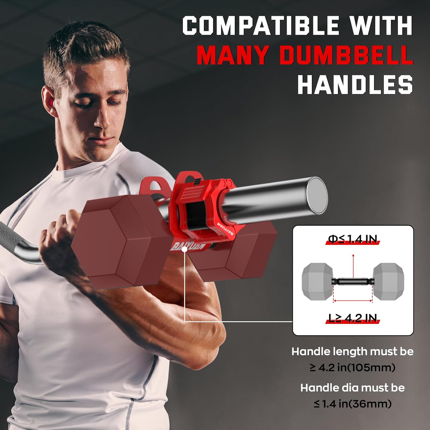 Home Gym Clips, Convert Dumbbells to Barbell, Turn Bars into Landmines, T-Bar Row with Any Grip, Hook Dumbbells on Dip Belts, Versatile Weightlifting Accessory for Olympic