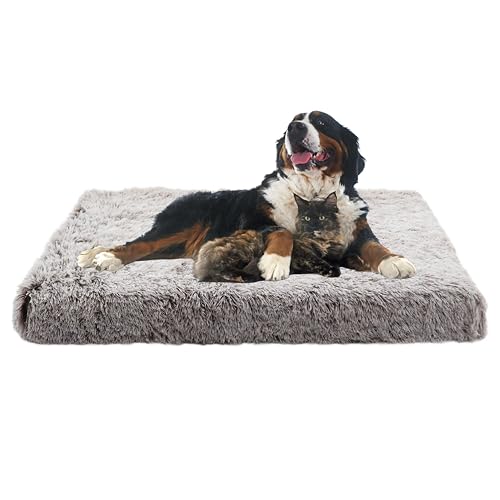 ADUODAO Colchón de jaula para perros con funda extraíble, cama grande antiansiedad para perros