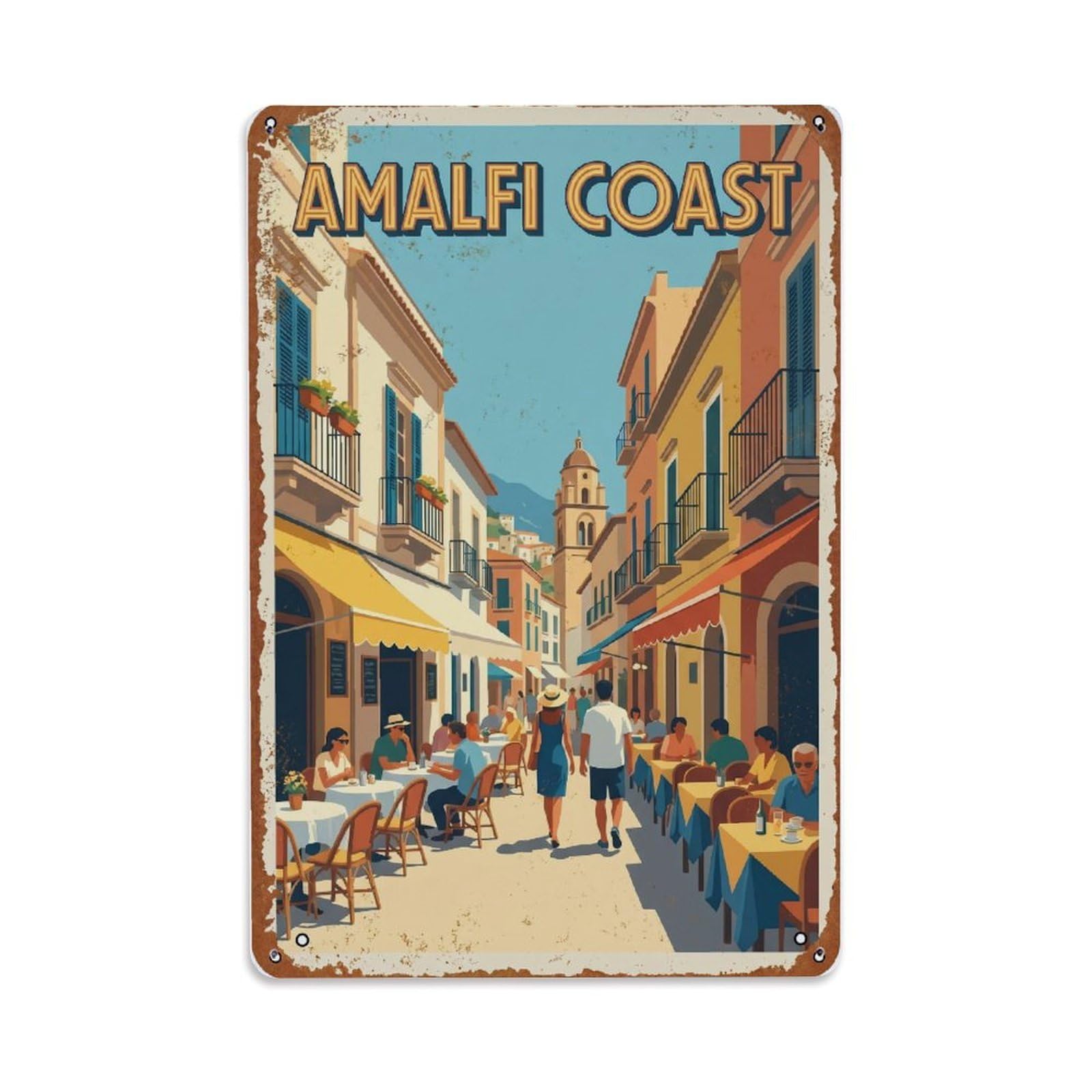 Vintage Travel Boulevard Italy Coastal Metal Tin Sign Plaque Wall Decor for Cafe, Club Bar, Office, Home Garden Metal Poster 8x12Inch