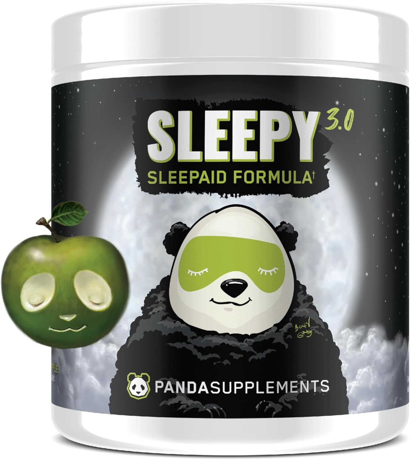 Underground Bio Labs Panda Supps – Sleepy 3.0 Natural Sleep Aid Formula: 5mg Melatonin, 300mg GABA, Chamomile Extract, (Green Apple 30 Servings)