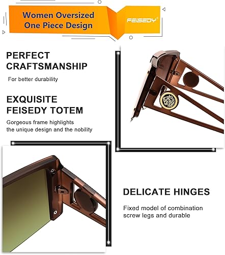 Miniatura 3 de FEISEDY Gafas de sol para mujer, de gran tamaño, cuadradas, con parte superior plana, para hombre, B4060