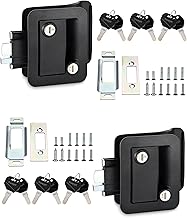 Engineering Plastic Camper Door Lock, Camper Door Handle Latch Replacement, Fit 3.65" x 2.95" Lock Hole, RV Door Lock for Travel Trailers, Entrance Front Door, Pack of 2 Different Keys