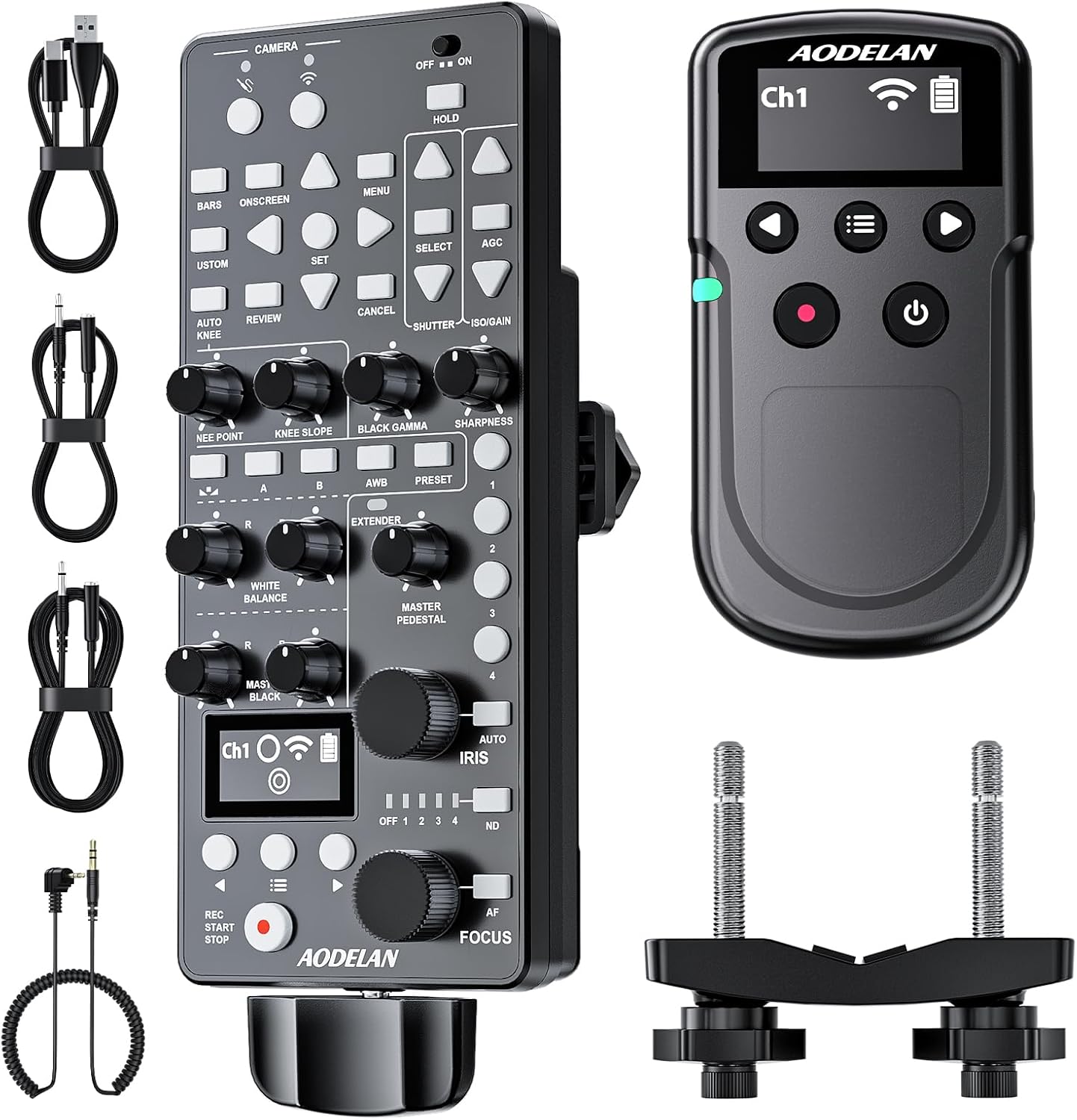 AODELAN Compatible with Canon Camcorder Controller, 650FT Wireless Multifunctional Remote Control for HF G70,G60,G50,XA60,XA65,XA70,C80,C700 with IRIS Focus Zoom ISO OSD ND Adjust,Replace RC-V100