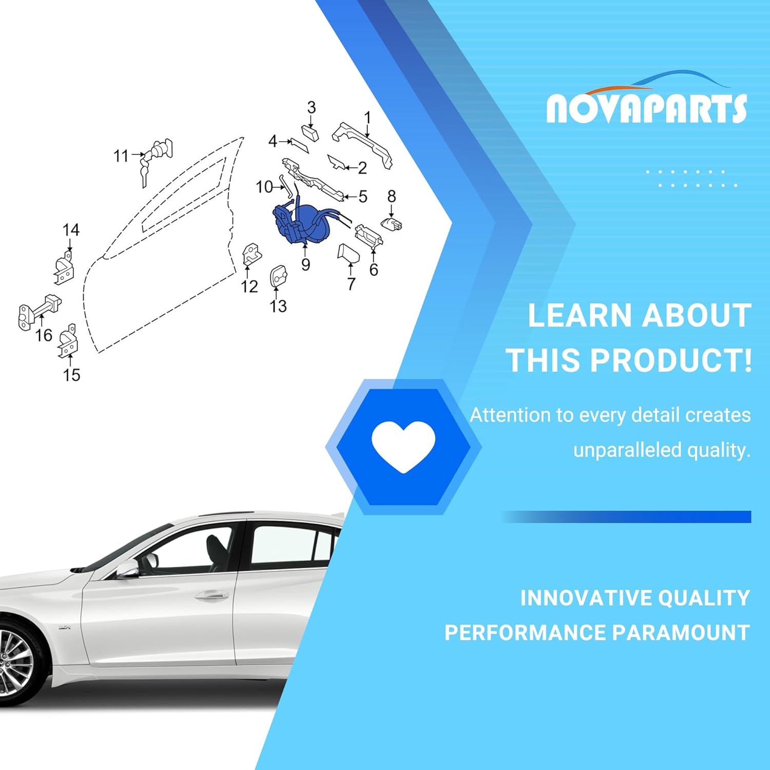 80501-4HB0A Front Left Driver Side Door Lock Actuator for 2014-2020 Infiniti Q50 Door Latch Assembly Replaces # 805014HB0A