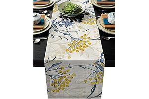 Vibrant Blue and Yellow 13" x 90" Floral Table Runner