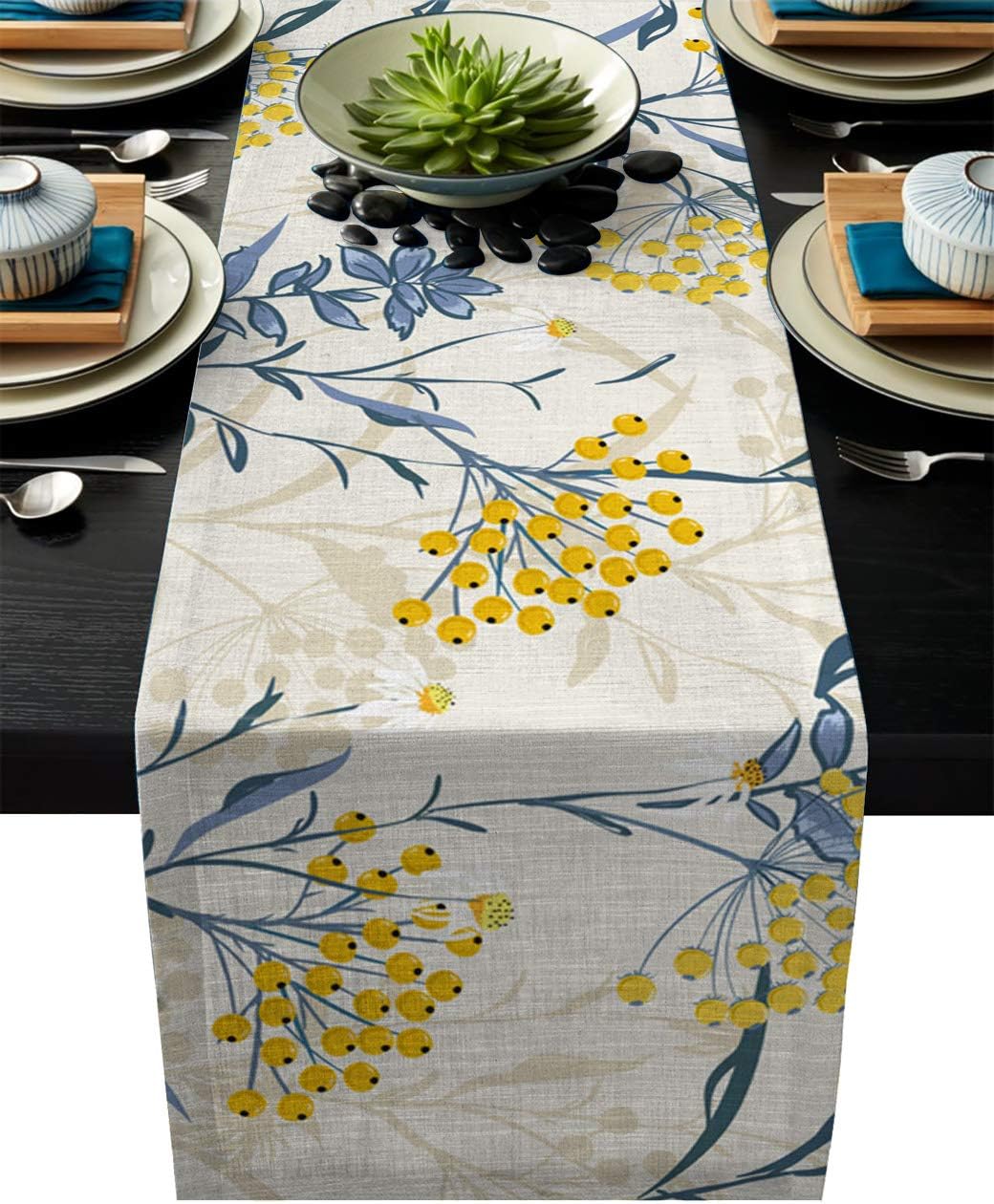 Amazon.com: Greeeen Cotton Linen Table Runner 13 x 90 inch Vintage ...