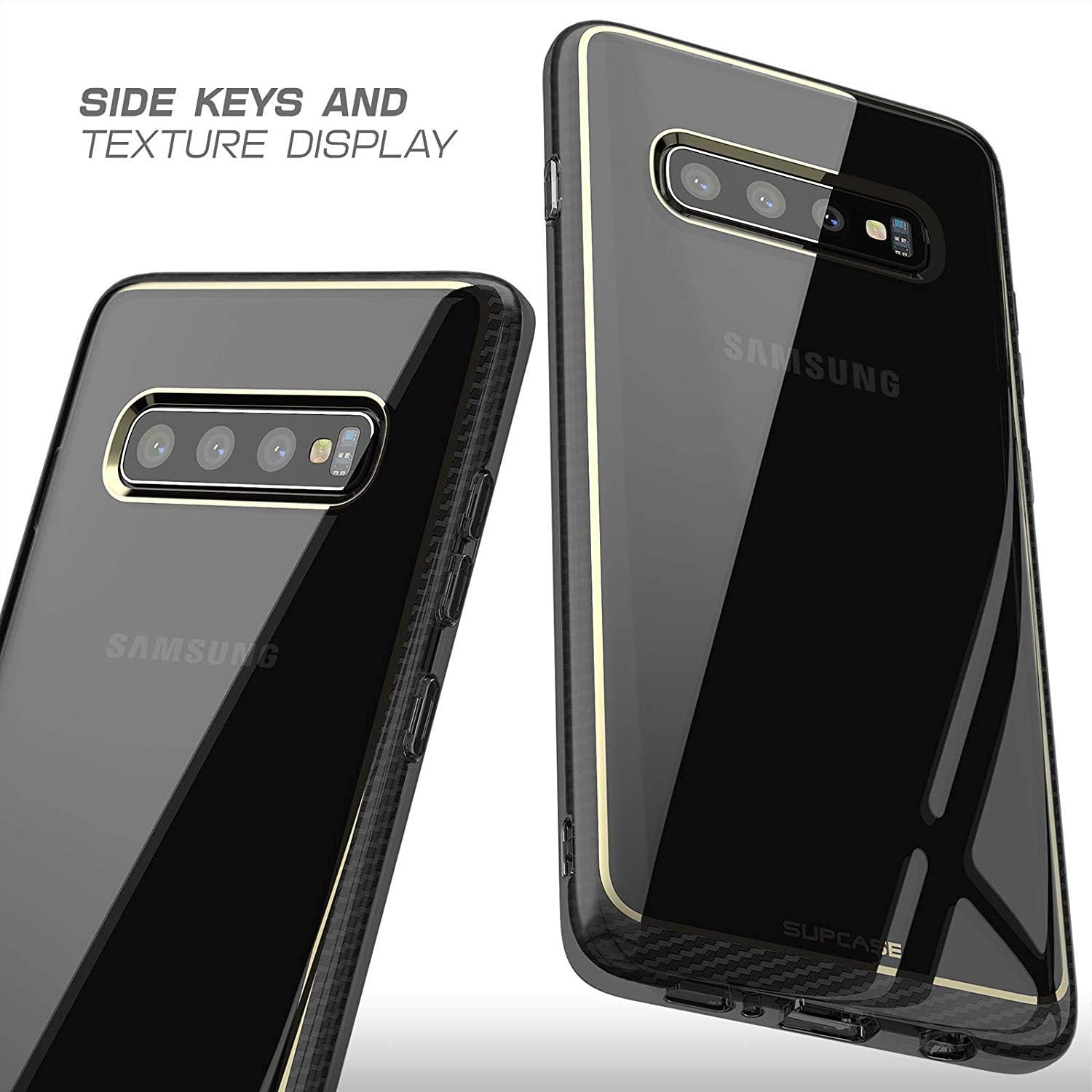 SUPCASE Unicorn Beetle Metro Series Designed for Samsung Galaxy S10 Plus Case (2019 Release) Transparent Slim Fit Flexible Soft TPU Cover with Stylish Electroplated Lines (Gold)