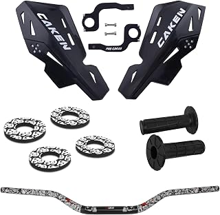 Universal 1 1/8" 28mm Handle Bar with Hand Guards CNC Bracket kit for Dirt Bike Motocross ATV Scooter for CRF KLX KX LTR TRX SX SXF EXC XCW Grizzly Hawk 250 Bicycles Black