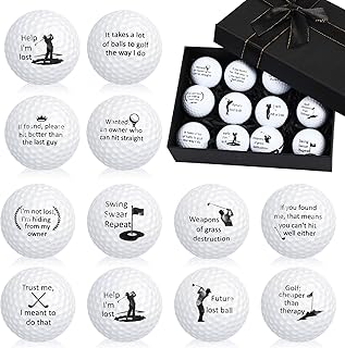 Soulchen 12 Pcs Funny Golf Balls Gift Set Funny Golfer Gift Set for Men Dad Golfers Grandfather Professional Practice Ball Happy Fathers Day Birthday Gifts Bulk Unique Novelty Gifts for Golfers