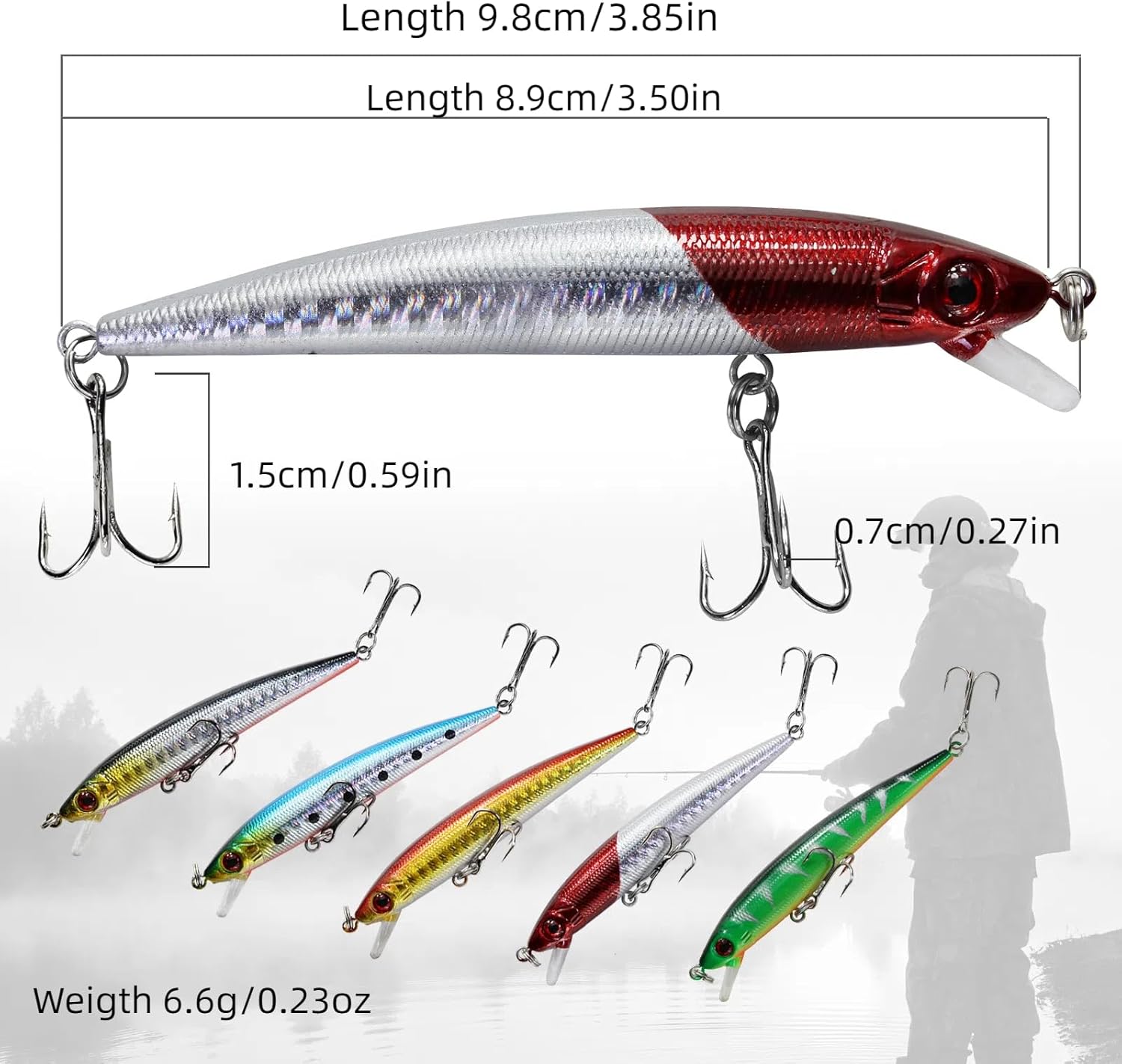 Minnow Crank Baits Fishing Lures Kit Crankbaits with Hooks for Saltwater Freshwater, Lure kit for Trout Bass Salmon Fishing