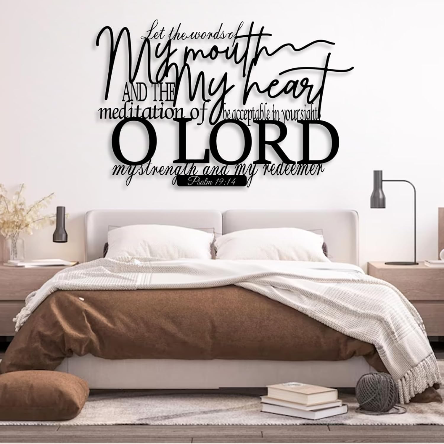 Yemwot Metal Bible Verse Wall Decor, Christian Metal Wall Art, Psalm Decor, Bible Verses Art, Religious Decortion, Jesus Sign, Christian Home Decor (White, 44"x 29"| 114x76cm) - Image 3