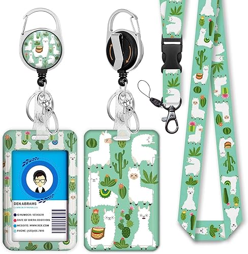 Miniatura 36 de Giancomics Black ID Badge Holder with Lanyard, Lanyards for ID Badges with Badge Reel Retractable Heavy Duty, Lanyard with ID Holder Keychain Clip