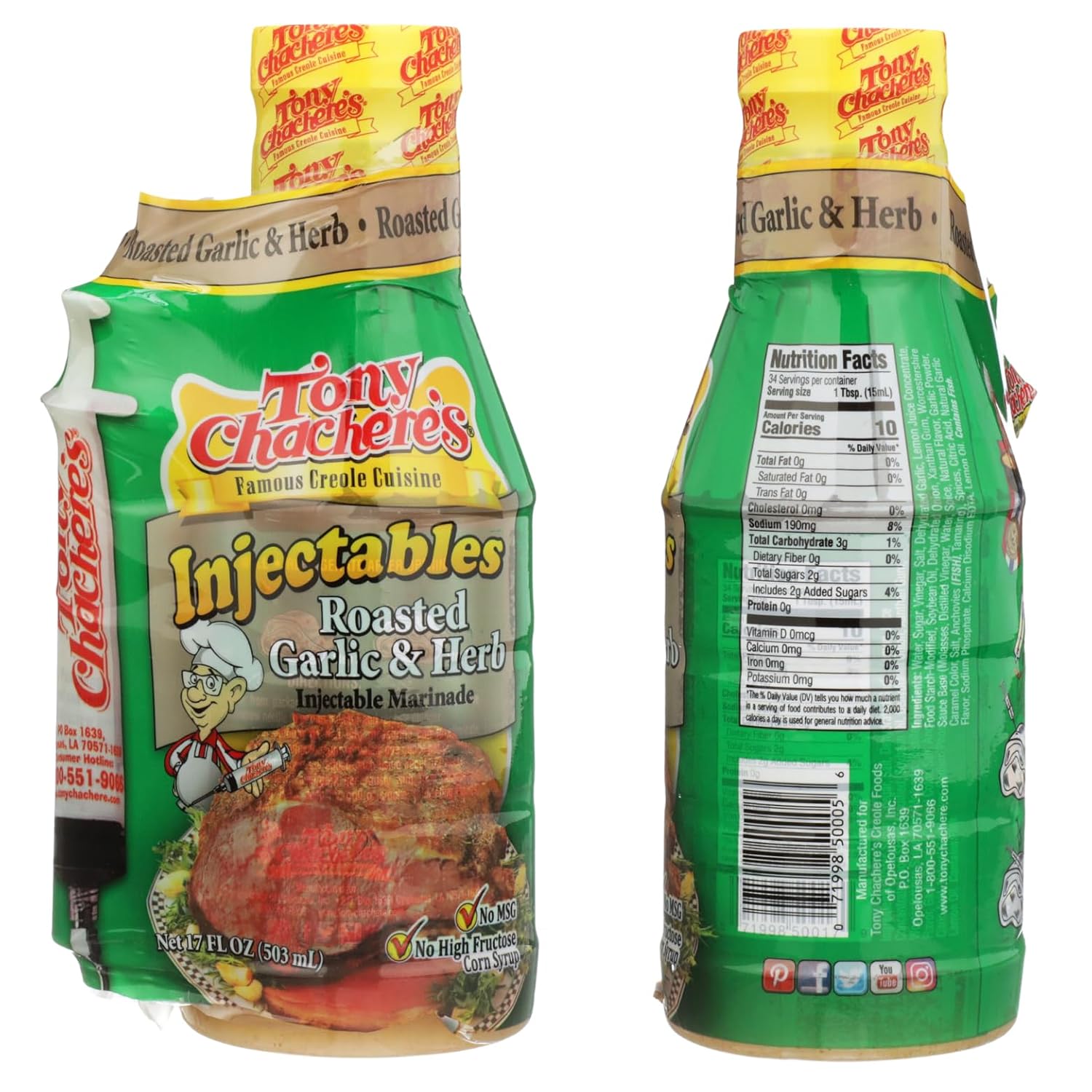 Tony Chachere's Marinade Roasted Garlic & Herb W/Injector, 17 oz, 2 pk image 2