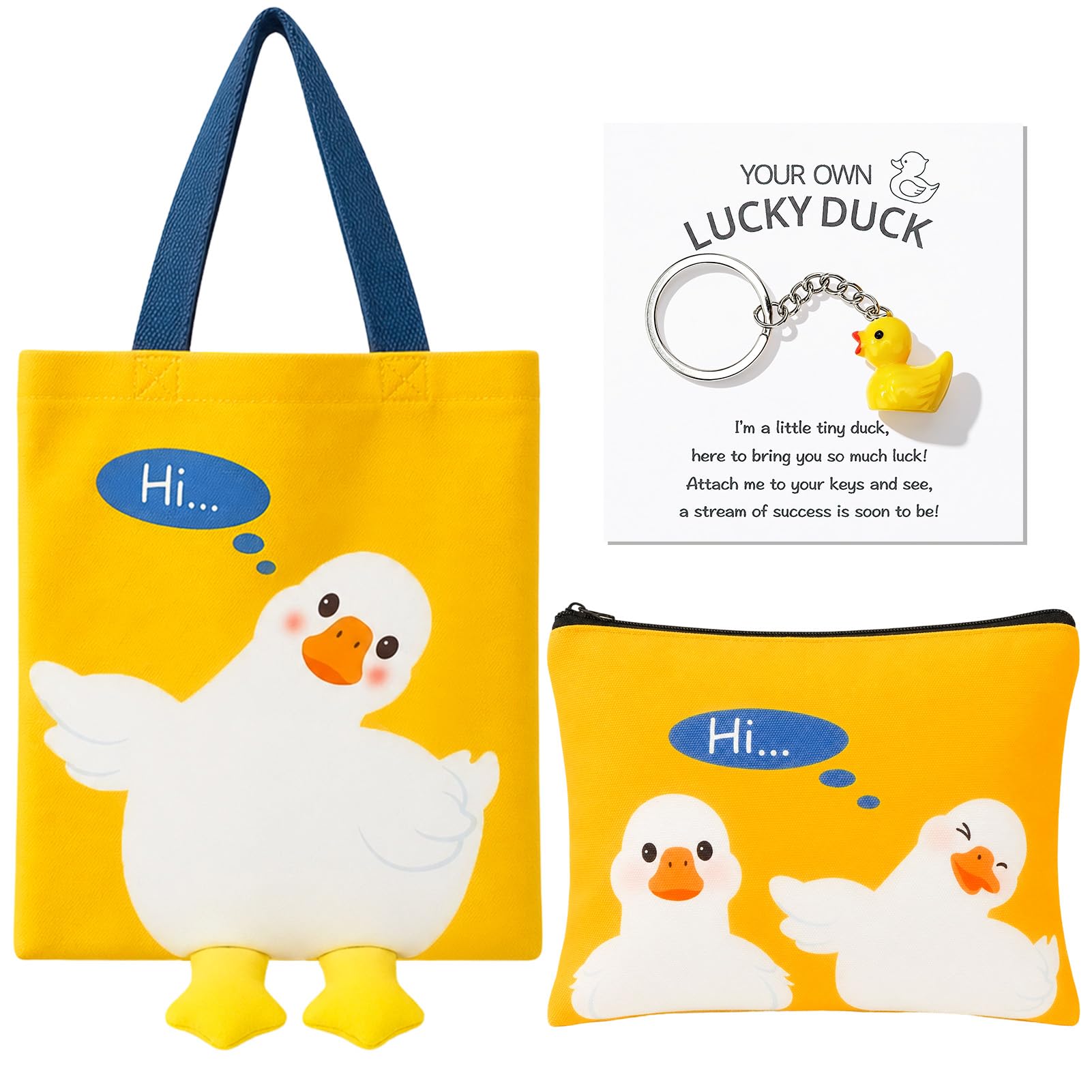 ViEinkaufen Yellow Duck Gifts for Women Girls Tote Bag,Makeup Bag,Keyring