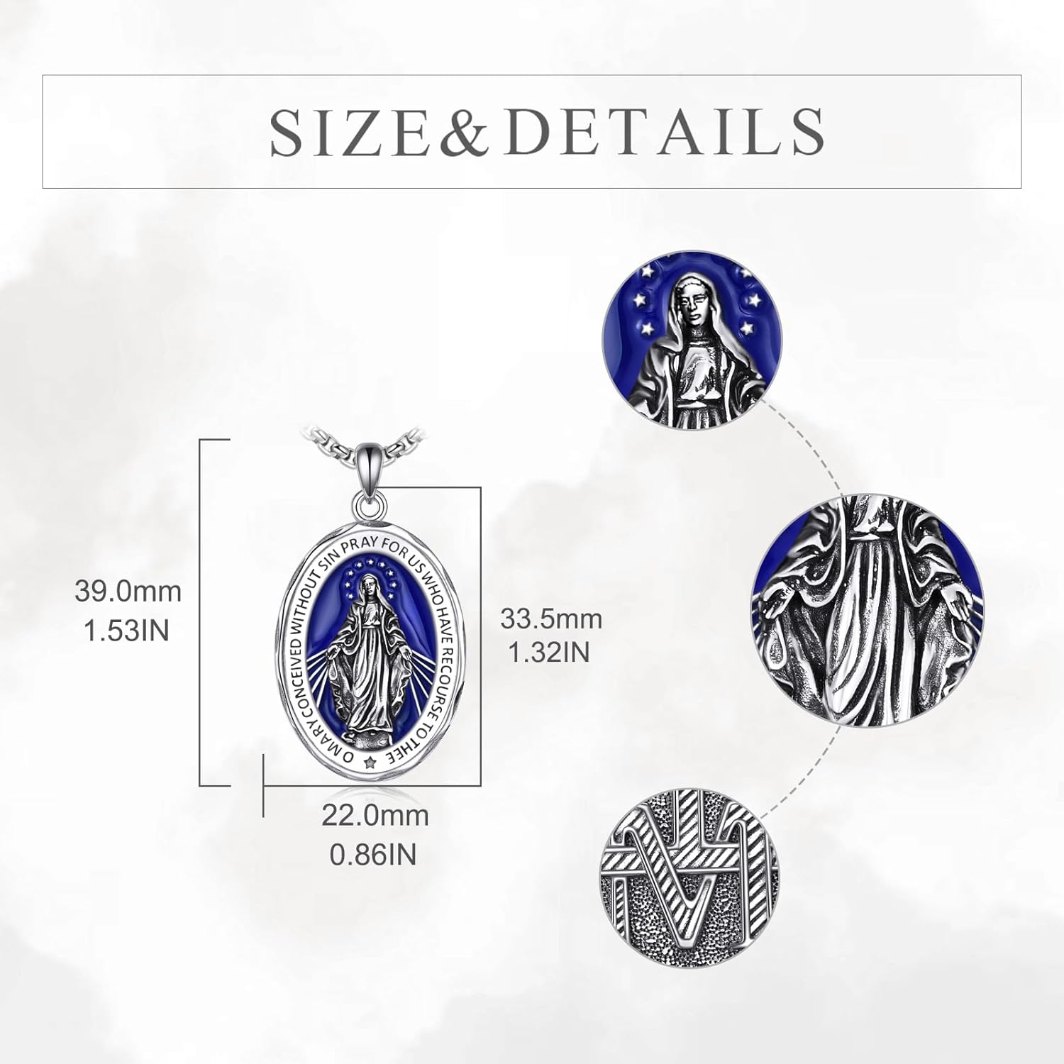 YFN Patron Saint Necklace Sterling Silver Amulet Medal Pendant Religious Protector Jewelry Gifts for Women Men - Image 4