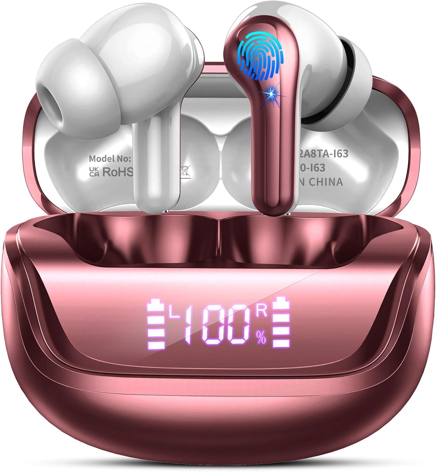 2026 Bluetooth Kopfhörer, 50 Std Spielzeit Kabellose Kopfhörer mit LED-Anzeige, Kopfhörer Kabellos Bluetooth 5.4 HiFi Stereo, IP7 Wasserdicht Ohrhörer, In Ear Kopfhörer mit ENC Noise Cancelling Mics