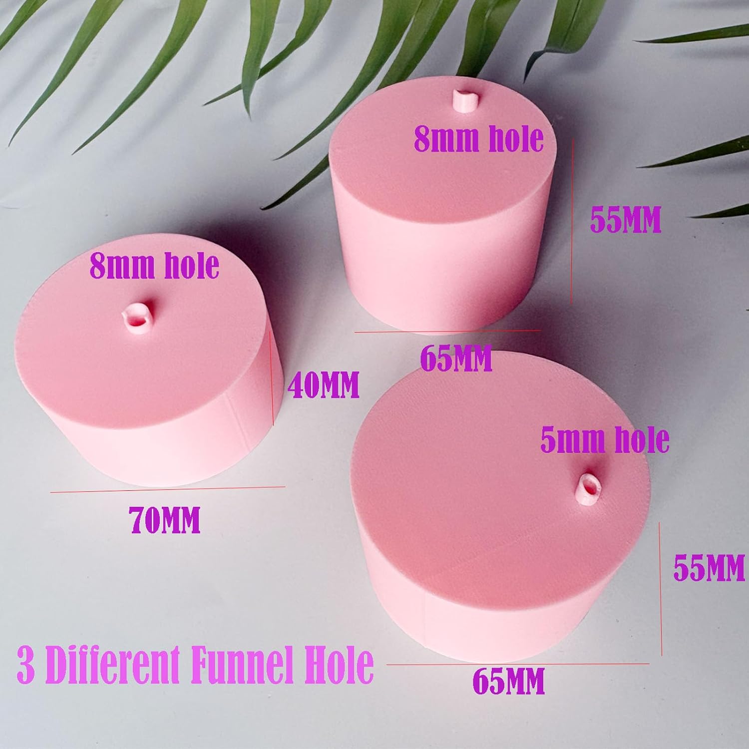 JILINWE Pink Snow Globe Glitter Funnel, 3-Piece Set, Large & Small Funnel for Snow Globe Tumblers, No Mess, Silicone & Plastic Material