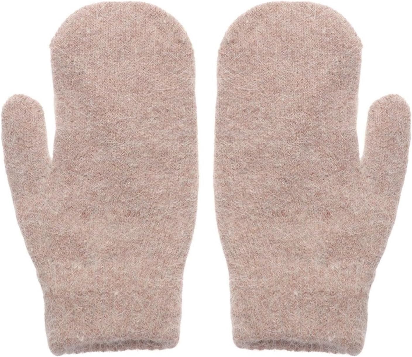 Double-layer Hair Gloves Female Winter Version Of Solid Color All Fingers Women