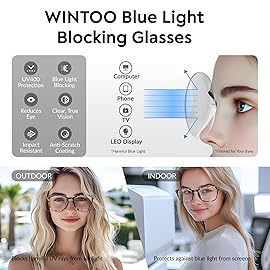 WINTOO Blue Light Glasses for Woman Men | 99% Blue Light Blocking Glasses for Computer Gaming TV Phone Screen Square Frame | Anti Eyestrain & UV Glare Protection - 3 Pair