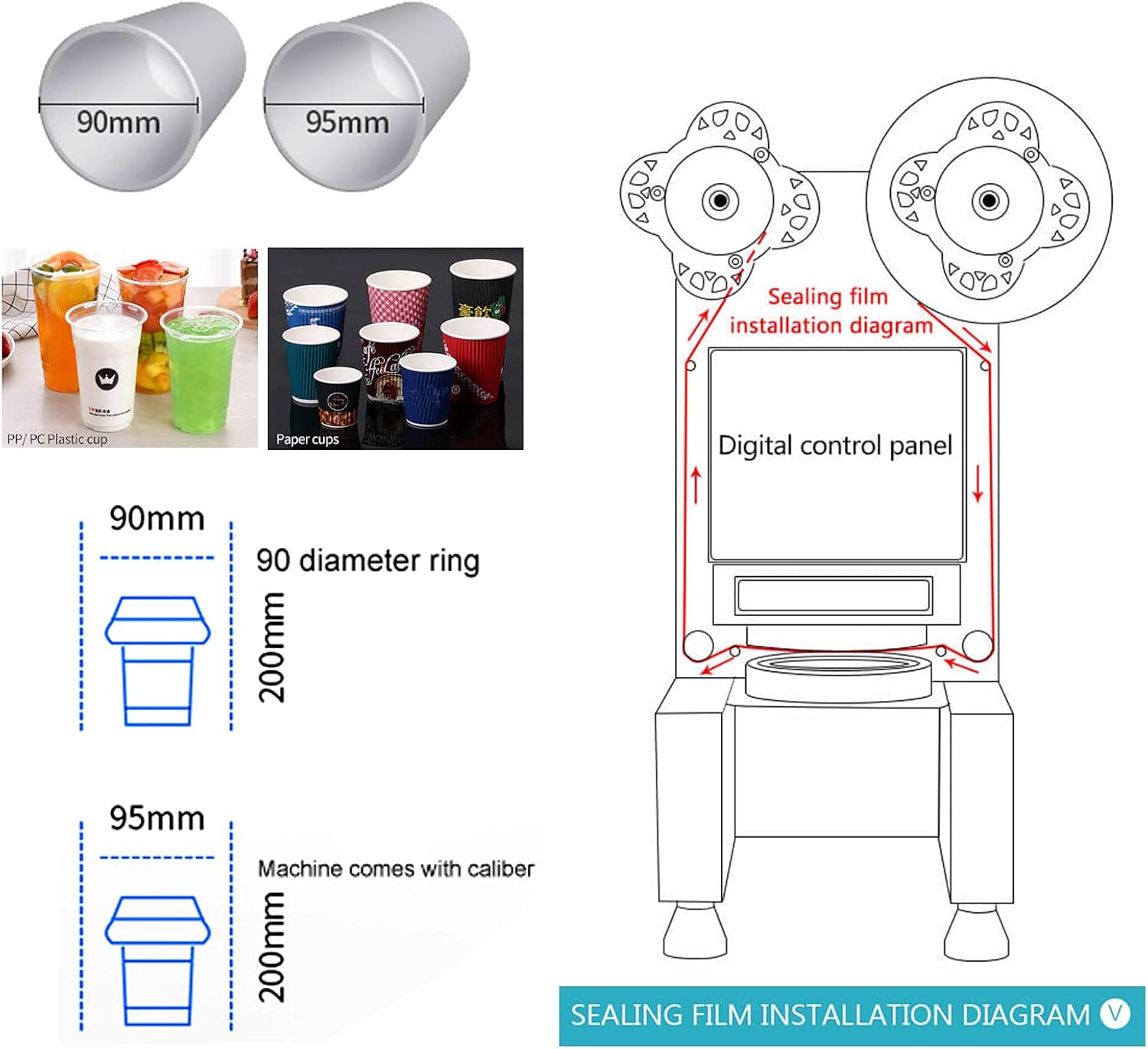 Bubble Tea Automatic Cup Sealing Machine,Tabletop Sealers,Plastic Cup Sealer, Cup Sealing Machine, Cup Sealer Machine