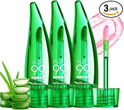 3 Pcs Aloe Vera Lip Gloss Set,Magic Temperature Color Change Lip Gloss Moisturizing Long Lasting Lip Stain Liquid Lipstick Lip Tint for Women
