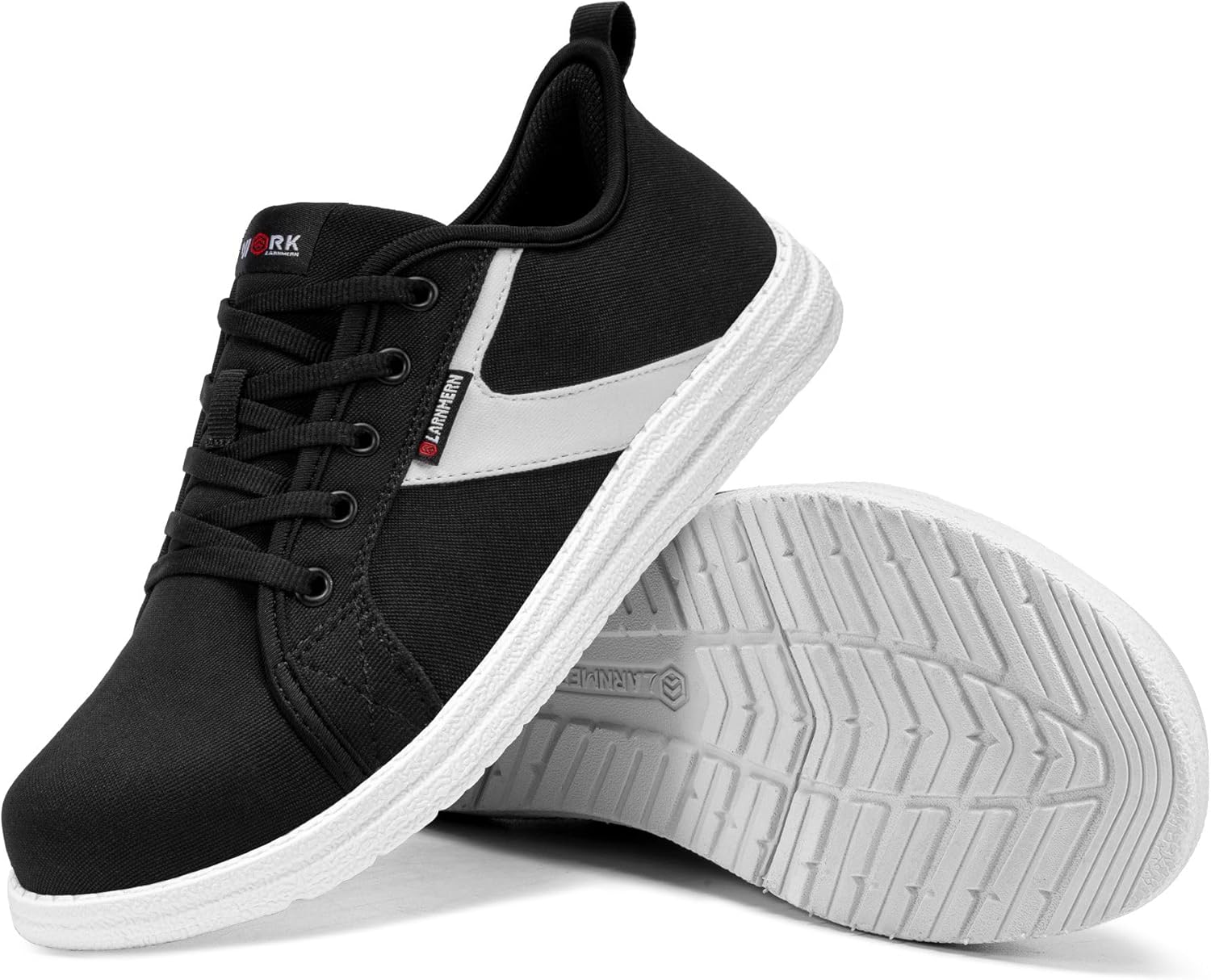LARNMERN Slip On Steel Toe Shoes Women Work Walking Sneakers Skate Hands Free Safety Tennis Shoes