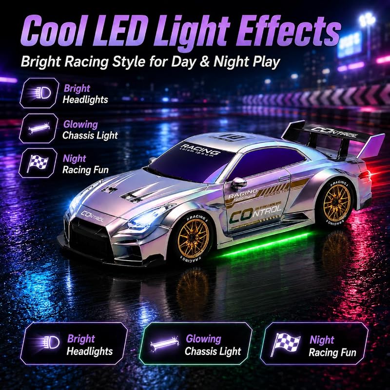 UAKKYV 1:24 Remote Control Drift Racing Car – Extended runtime with swap batteries