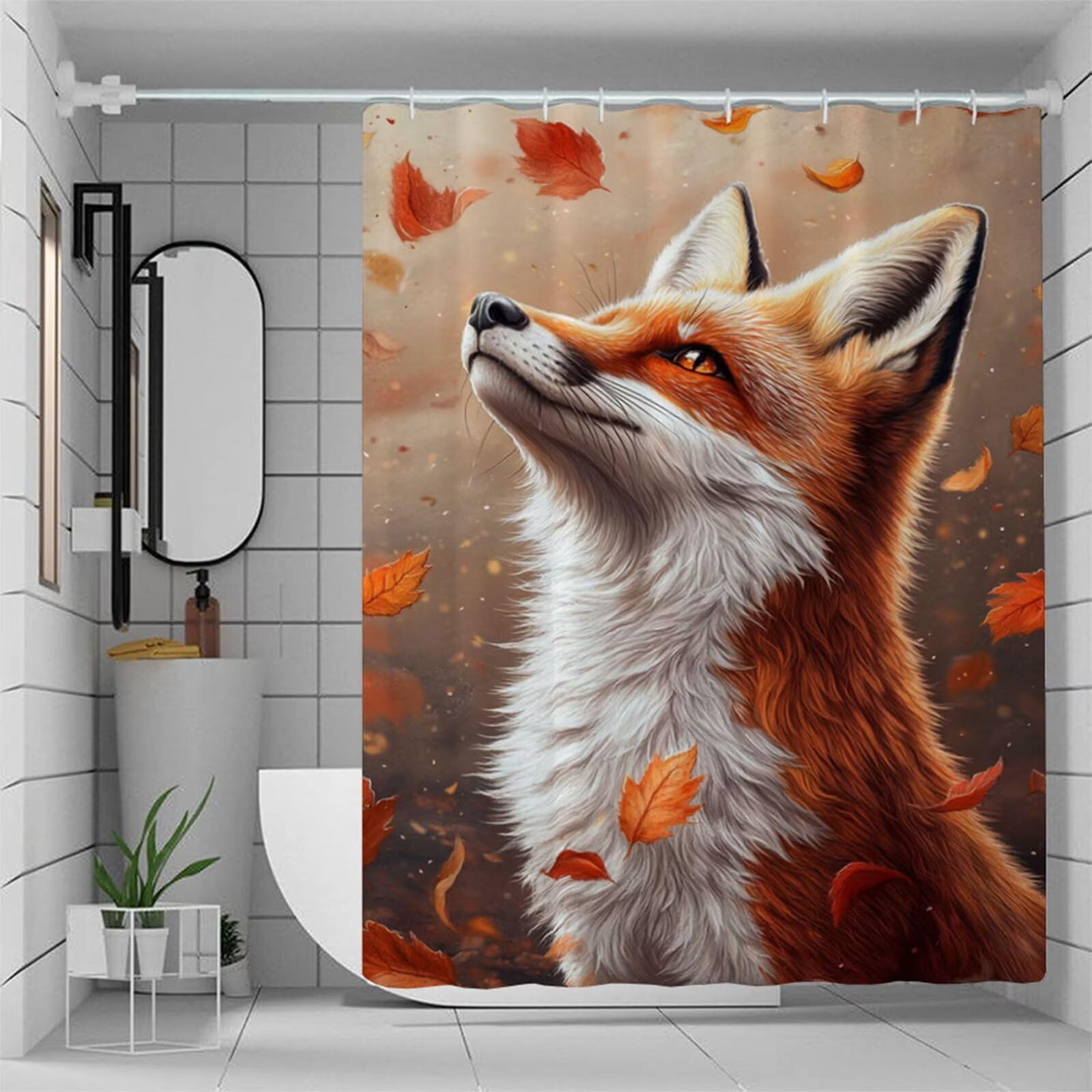 Pomarańczowa zasłona prysznicowa 200 x 240 cm, z poliestru, wodoszczelna, nadaje się do prania, szybkoschnąca, z obciążonym obszyciem i 12 pierścieniami, nowoczesny design do łazienki, W1-339