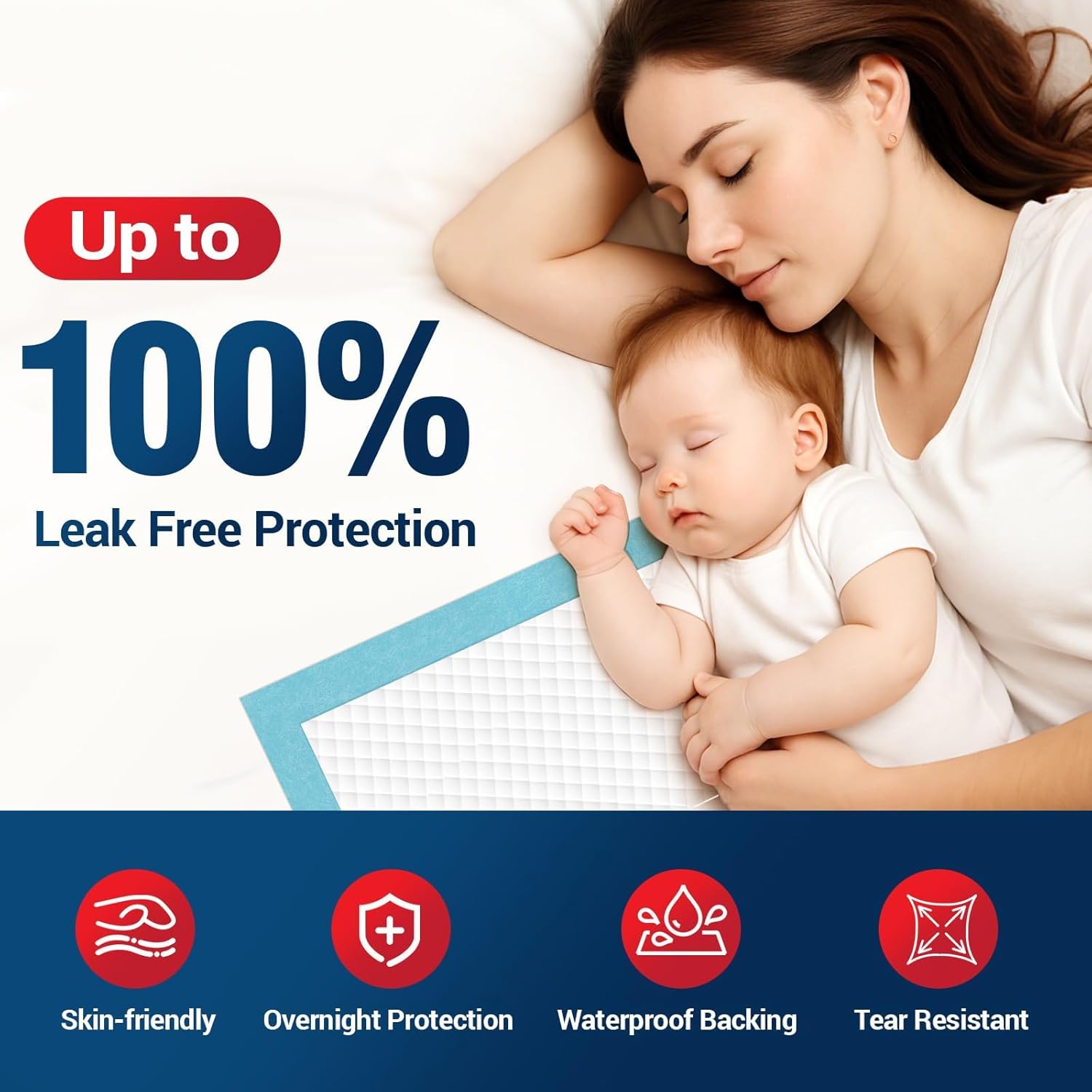 Tear-Resistant Disposable Bed Pads 30" x 36" 100 Count Absorbent Underpads, Chux Thicker Extra Large Incontinence Bed Pads, Pee Pads for Adults, Kids, Elderly, Pets - Image 4