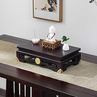Prayer Altar Personal Shrine Stand Bamboo Meditation Altar Table, with Auspicious Cloud Carving for Homes Temples Ancestral Halls(40cm/15.7in)