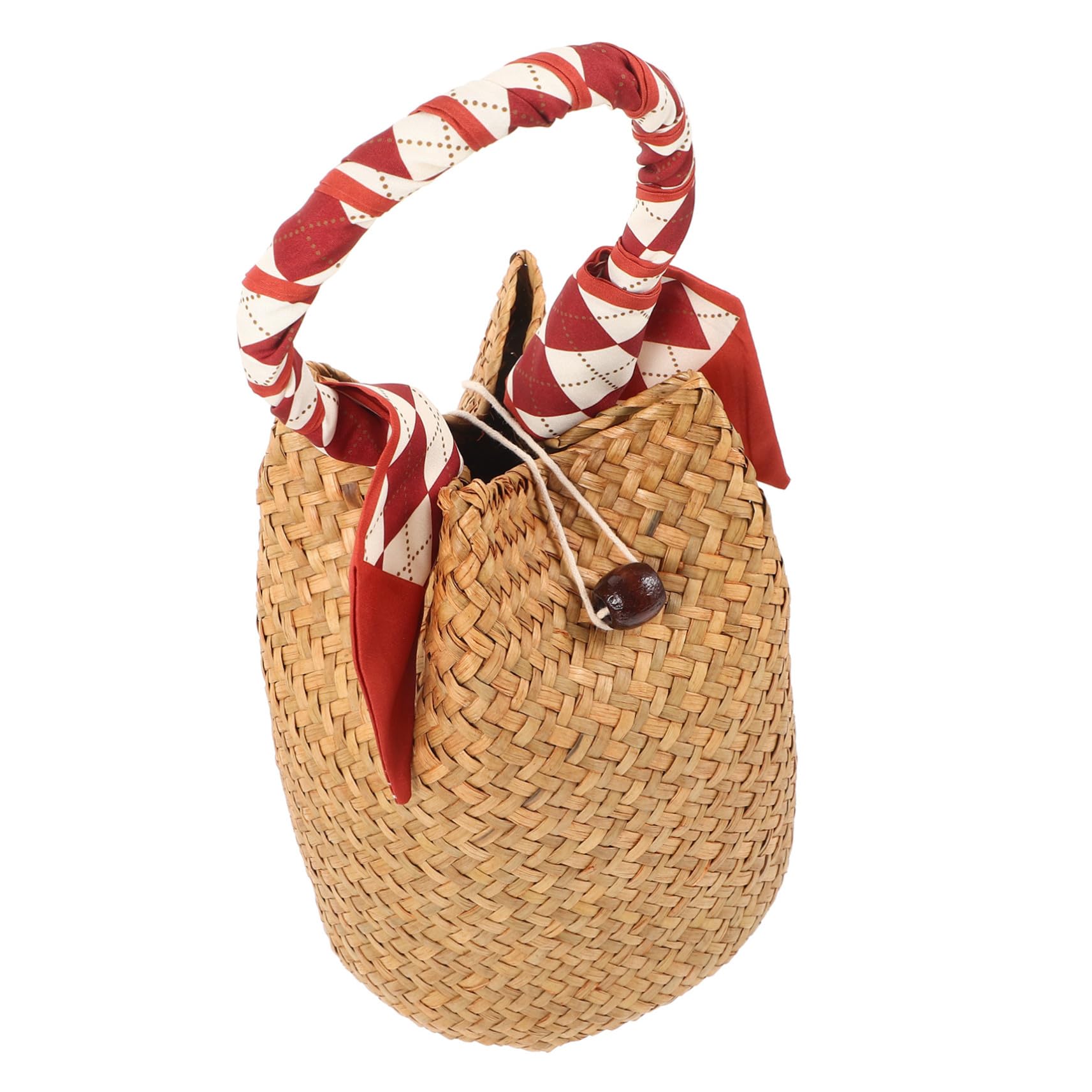 Hemobllo Bolsa de Paja Tejida Mano Bolso de Mano para Mujer Bolso Bohemio de Paja para Playa de Verano para Mujer