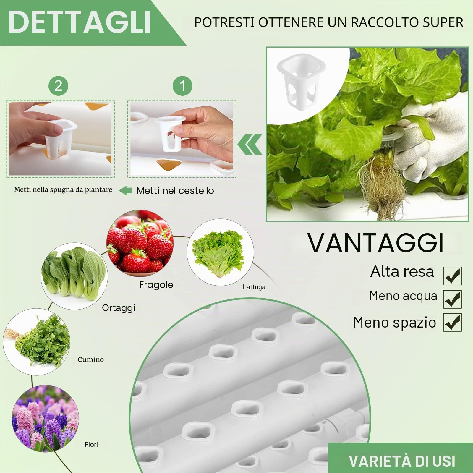 (Versione Aggiornata 2024) LAPOND Sistema di Coltivazione Idroponica con 108 Siti per Piante, 3 Strati di Tubi in PVC-U di Grado Alimentare Kit di Coltivazione Idroponica per Frutta e Verdure