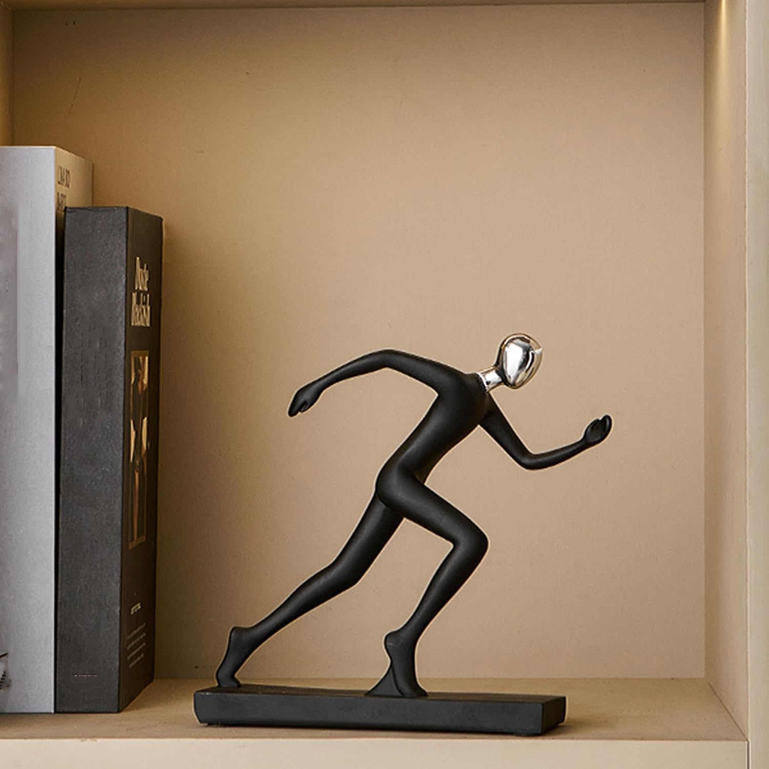 XINXUAN Black Abstract Running Art Statue-Modern Resin Athlete Decor, Sports - Inspired Art, Home Office Desktop Ornament, Unique Gift for Fitness Enthusiasts-H:6.77in