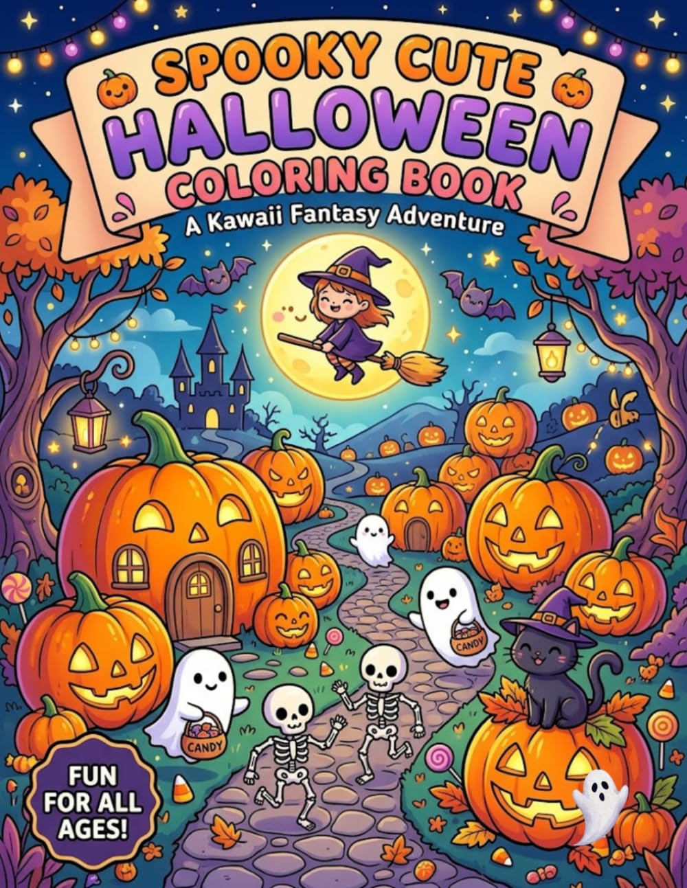 Spooky Cute Halloween Coloring Book: Fun & Adorable Halloween Pages with Ghosts, Pumpkins, Witches, Cats & Cozy Spooky Scenes