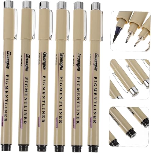 Miniatura 7 de Tofficu 12 Uds. Impermeable Pluma de Gancho Negro Pintura al Óleo Negro Pluma de Tinta Bolígrafos de Tinta de Punto Fino Negro Bolígrafos de Pintura