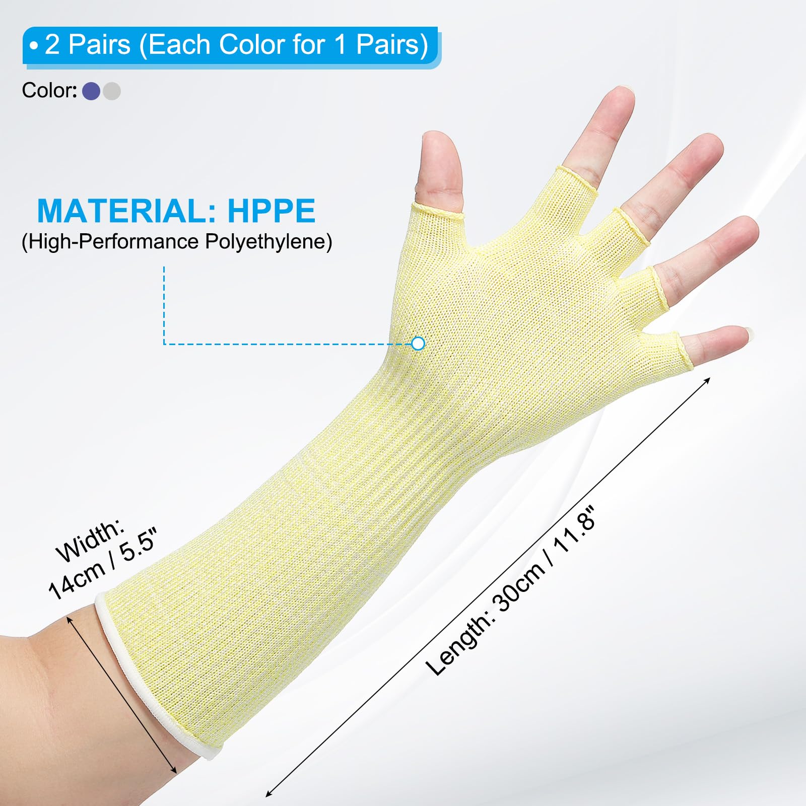 PATIKIL 12 Inch Cut Resistant Sleeves with Finger Grips - Image 2