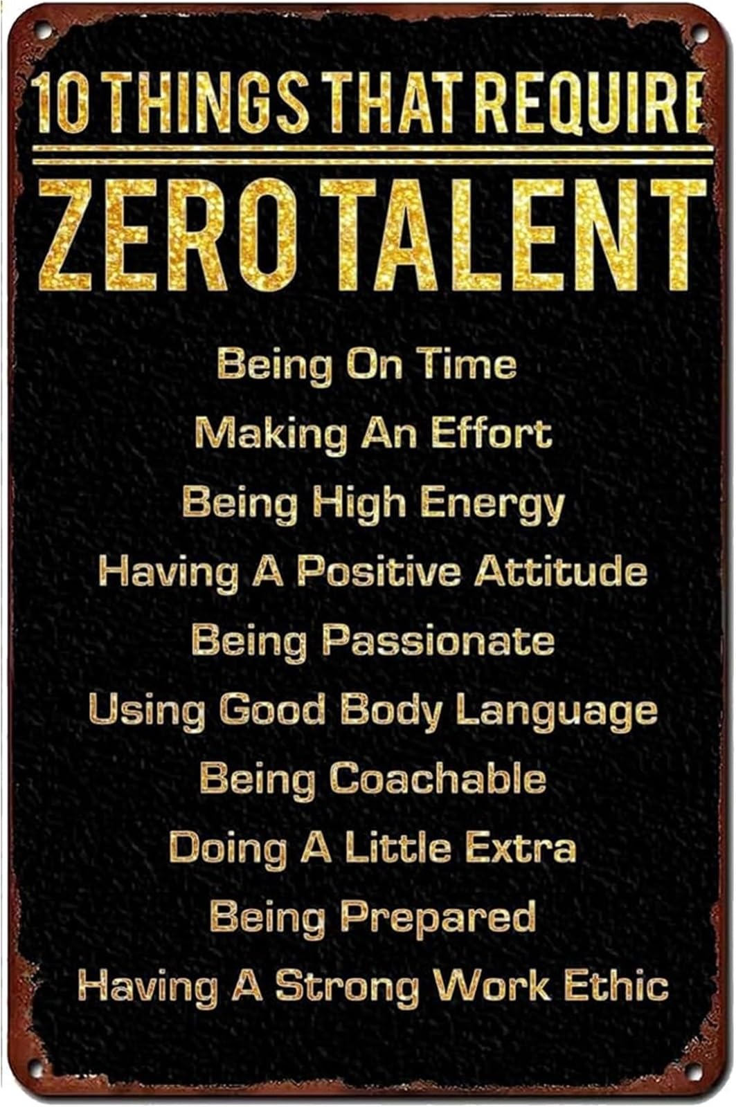 PKNVKZIDK 10 Things That Require Zero Talent Rustic Distressed Tin Sign for Home Kitchen Garage Man Cave 8 X 12 in