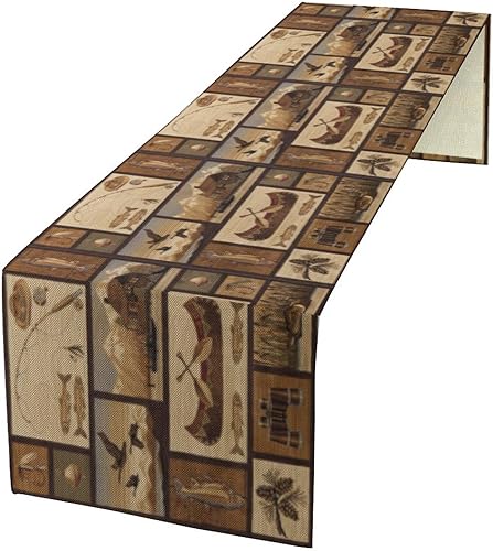 Miniatura 45 de Camino de Mesa Floral Retro de los Años 70, Bohemio Flores Abstractas Amarillas y Naranjas Groovy Camino de Mesa para Granja de Campo Cocina Comedor