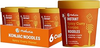 Hethstia Konjac Noodle Soup, 6-Pack Instant Shirataki Noodle Spicy Curry Cups – Low Carb, Vegan, Keto, Gluten-Free, Ready-to-Eat Asian Pho, Low-Calorie Quick Meal, 34.32oz