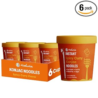 Hethstia Konjac Noodle Soup, 6-Pack Instant Shirataki Noodle Spicy Curry Cups Low Carb, Vegan, Keto, Gluten-Free, Ready-to-Eat Asian Pho, Low-Calorie Quick Meal, 34.32oz