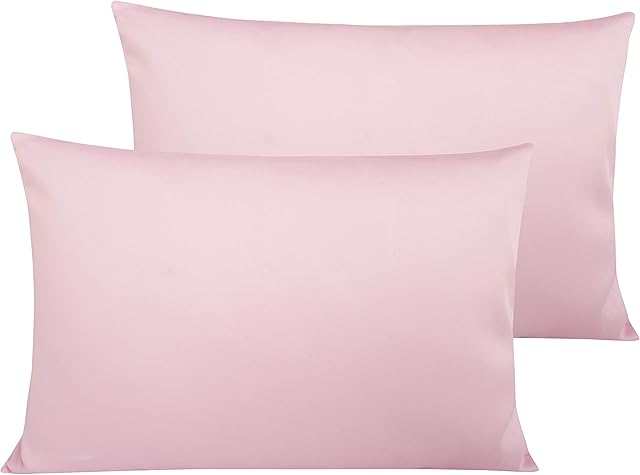 NTBAY 2 Pack 500 Thread Count 100% Egyptian Cotton Toddler Pillowcases, Super Soft and Breathable Envelope Closure Travel Kids Nursery Pillow Cases, 40x60 cm, Pink