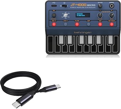BoxWave Cable Compatible with Behringer JT-4000 - DirectSync PD Cable 3ft - USB-C to USB-C 100W, Type C Braided Charge and Fast Sync - Jet Black