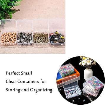 Small Square Clear Plastic Organizer Box,Beads Storage Containers Box,6pcs