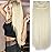 Clip in Synthetic Hair Extensions Long Straight 4PCS Thick Hairpieces 613 Blonde Fiber Double Weft Natural Hair Extensions 20 Inch for Women (4pcs, 20Inch, 613)