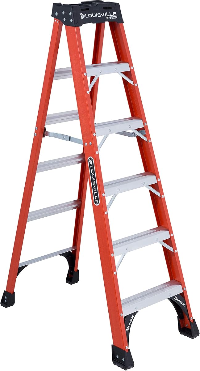 Escalera de Fibra de Vidrio de 6 Pies, Capacidad de Carga de 375 Libras, Tipo IAA, FS1406HD