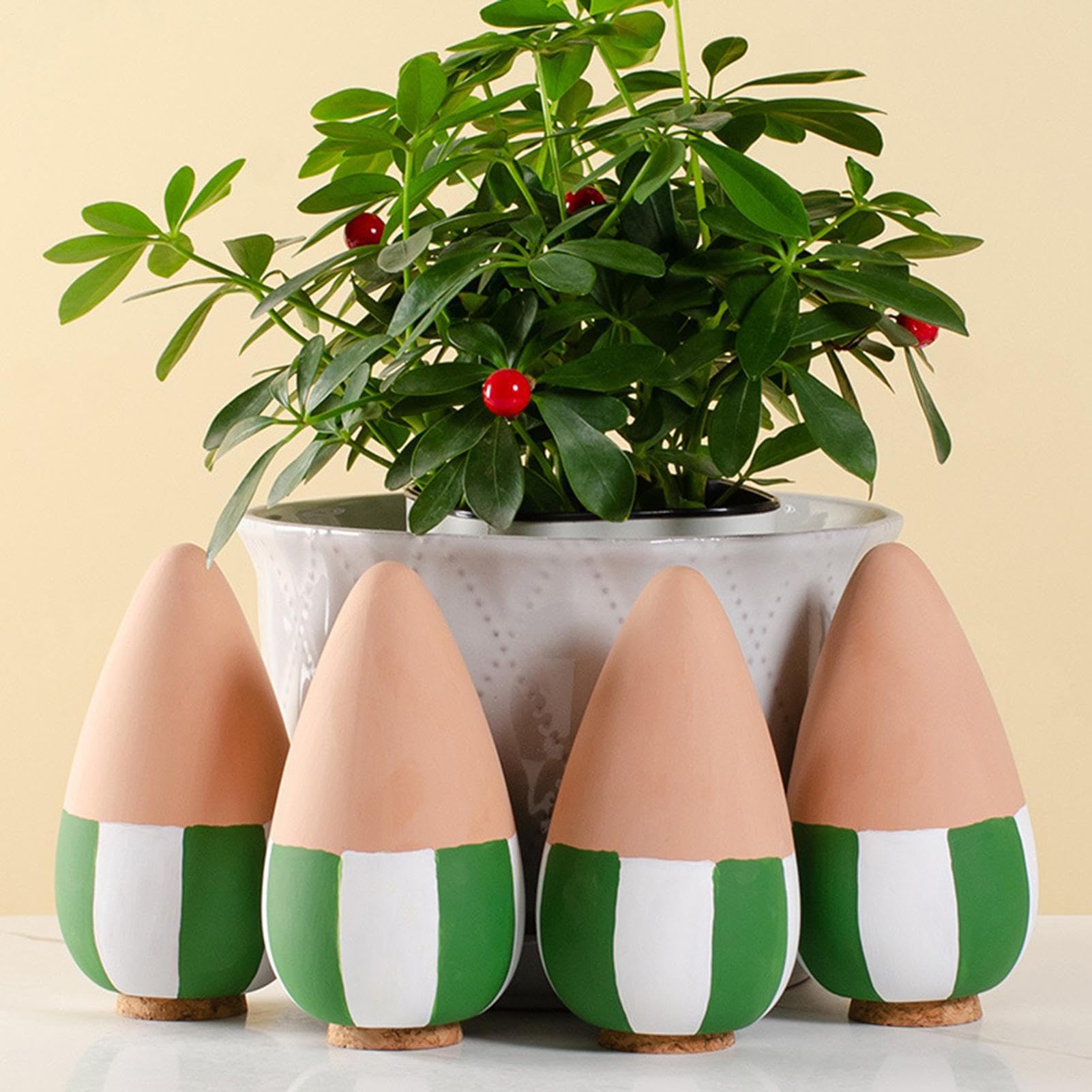 Punte di Irrigazione Dispositivi di Irrigazione da 4 Pezzi | Globi in Terracotta per Innaffiare Piante Adatti a Verde Orchidea Casa Ufficio Balcone Terrazza Patio