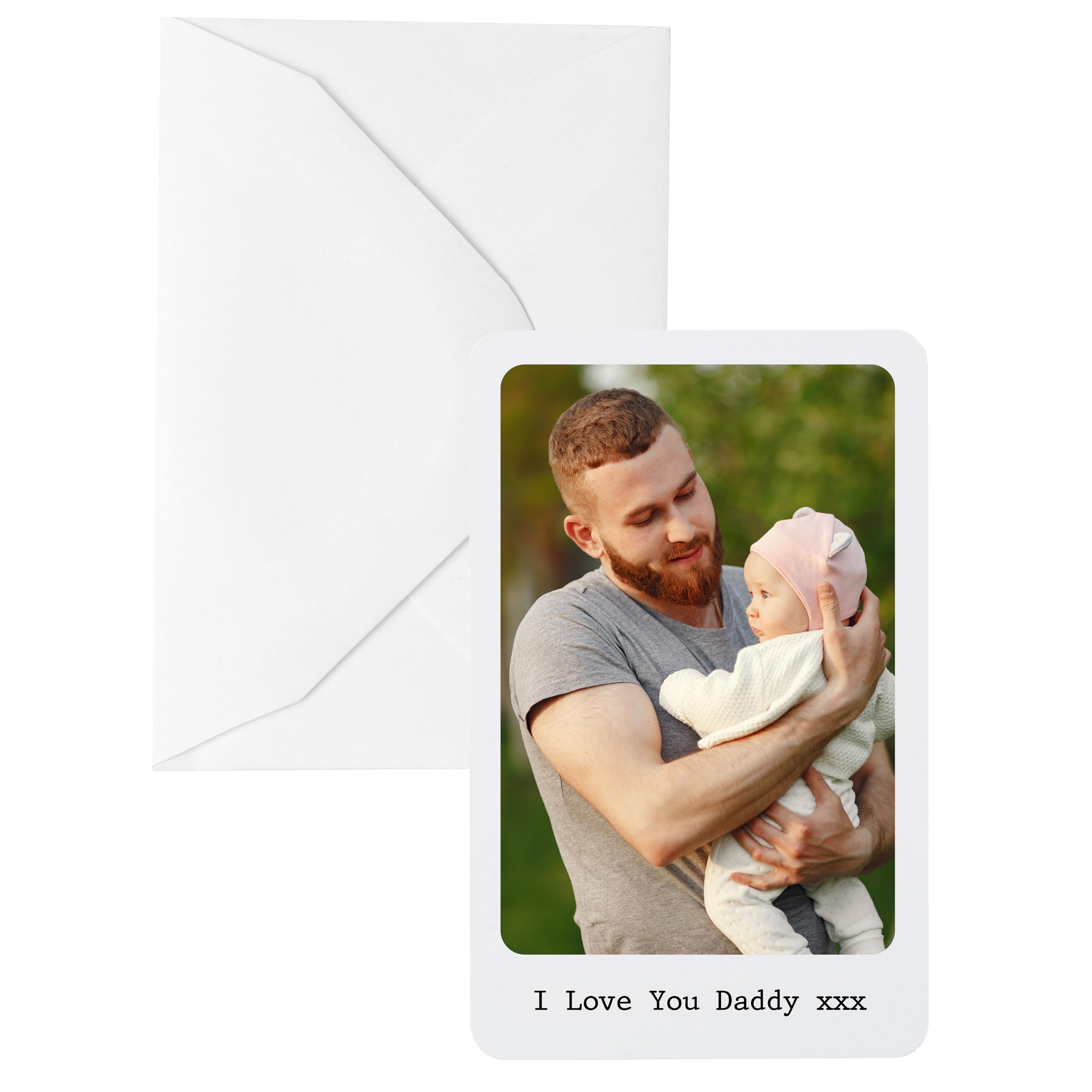 Personalised Sentimental Keepsake Photo Message White Metal Wallet Card Father's Day Birthday Gift (Luxury Gift Box)