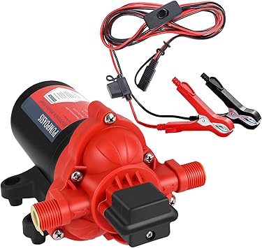 12V Sprayer Pump with Sae to Alligator Clips, 5.4gpm-10amp-60psi